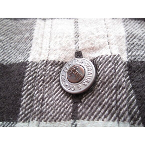 New Men Levis Silver Tab Metal Button Long Sleeve Plaid Cotton Shirt Sz XL(NW86) - Picture 7 of 9